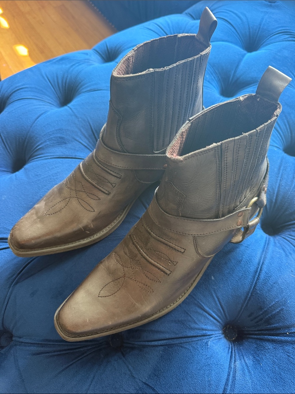 Alberto Torresi Leather Western Harness Boots Like New size 45 1130/1200 in US